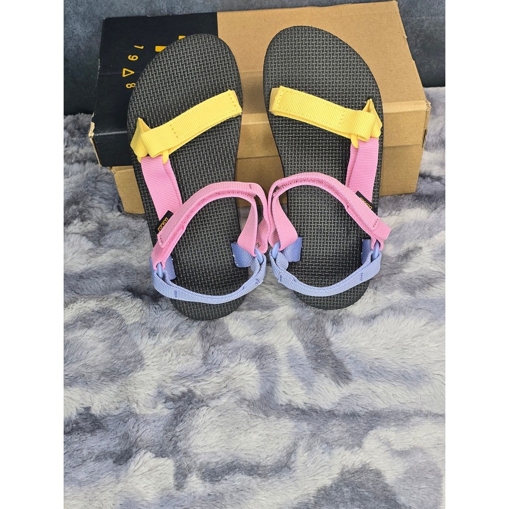 NWB Teva Original Universal Sandals Multi Colorblock Hook and Loop Kids Size 2 - Picture 6 of 8